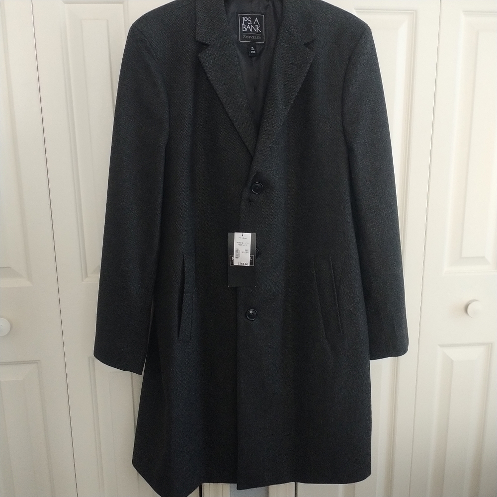 Jos. A. Bank Classic Charcoal Herringbone Classic Top Coat 44Long - Picture 6 of 12